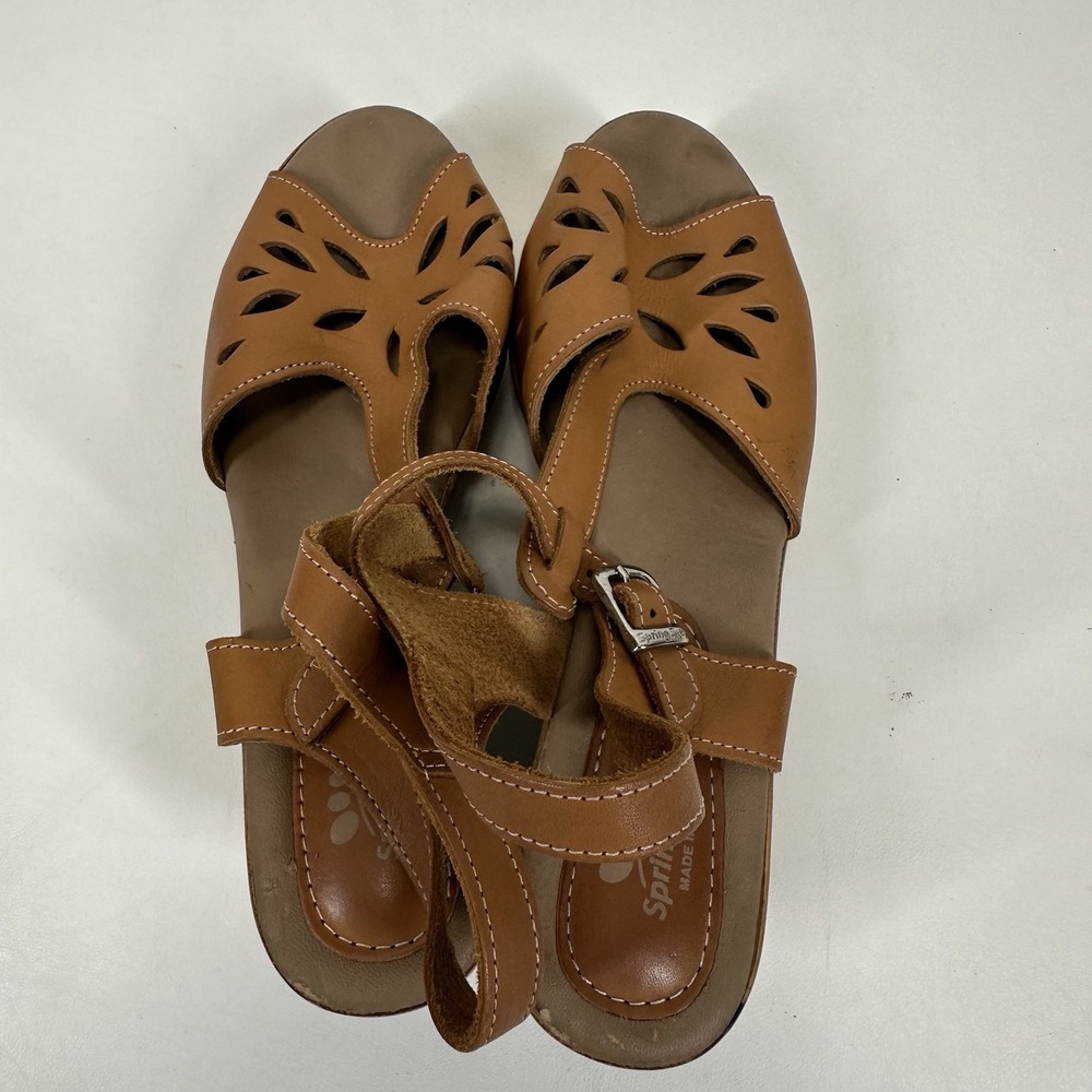 Spring Step Women's Wedge Sandal beige leather 9 / 40 slingback - Picture 5 of 8